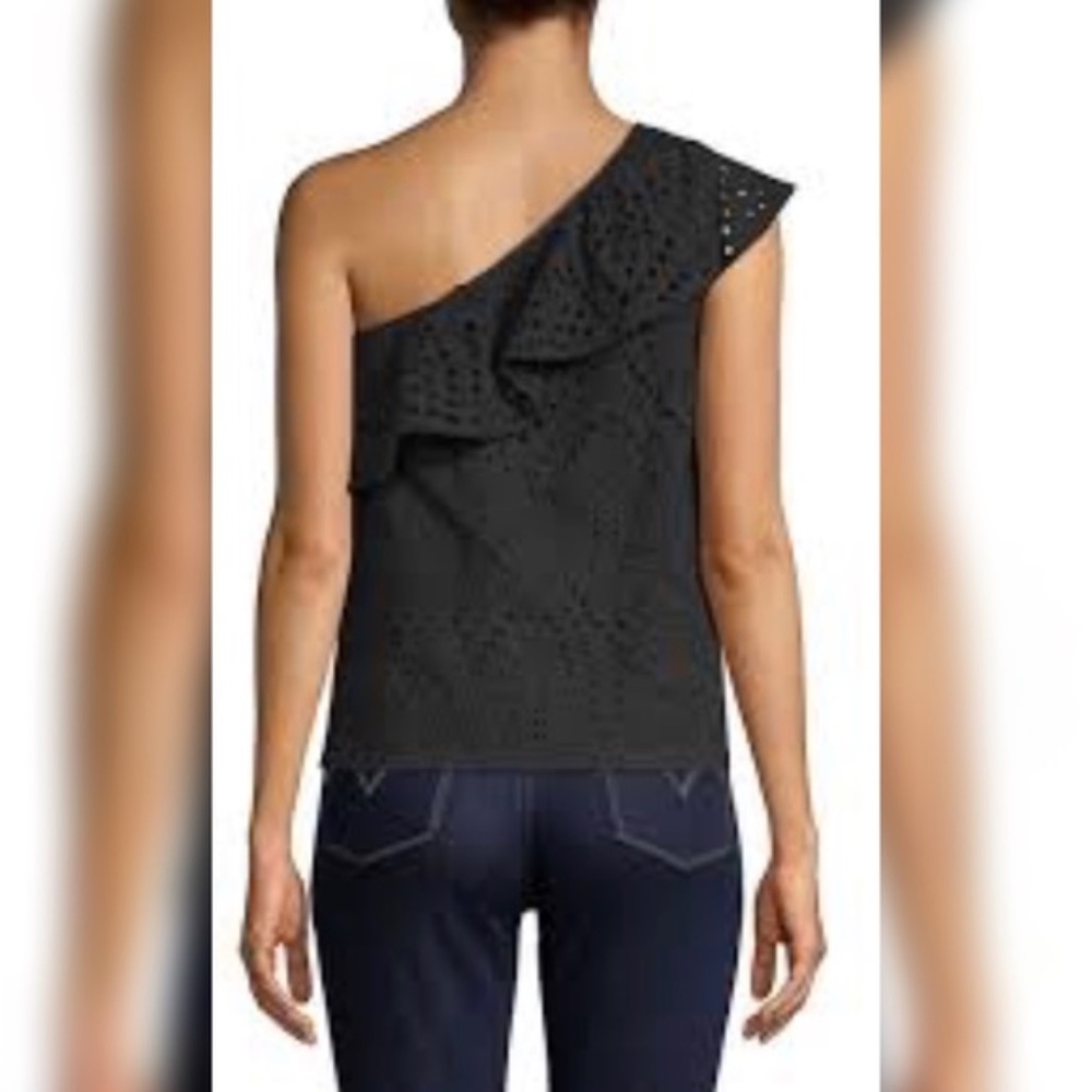 Design 365 Asymmetrical Ruffle Eyelet Design Top - Picture 3 of 8